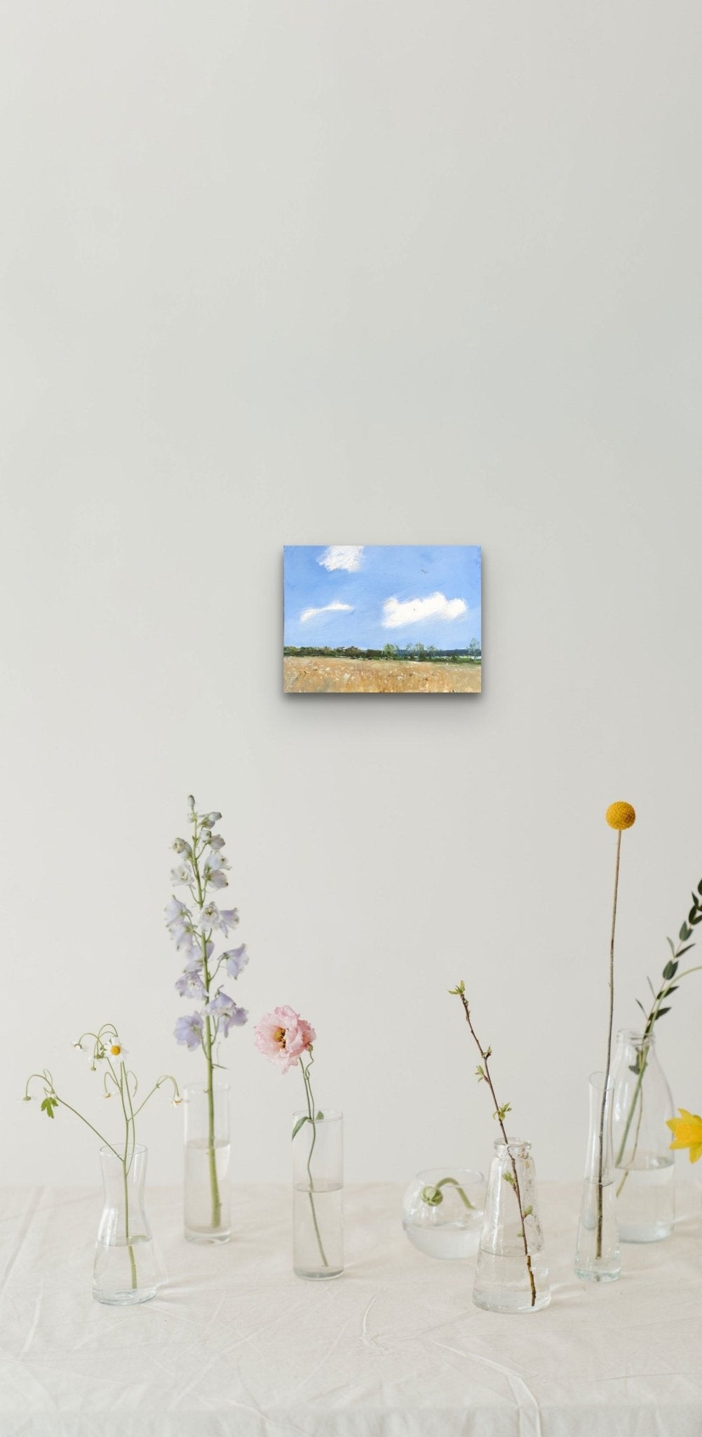 Small Scale Landscape Painting adds color, nature & Summer feeling to this table