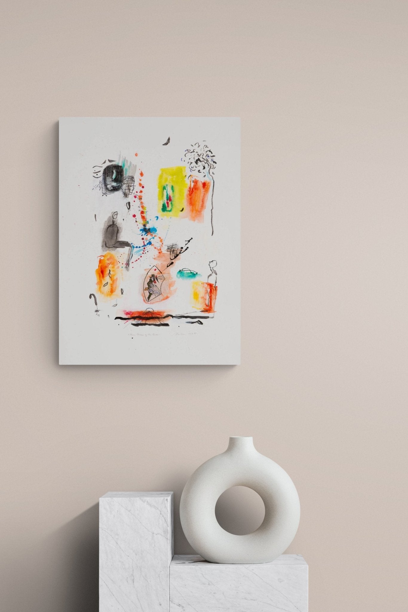 Expressive Painting adds color, gestural black lines, & a conversation to this living space