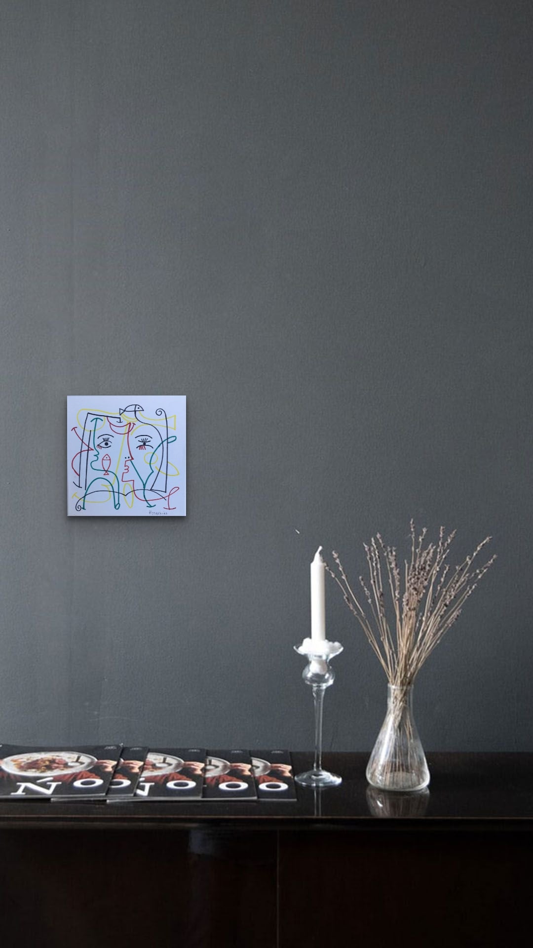 Small Scale Matisse style Figurative Abstract Painting in this elegant living space
