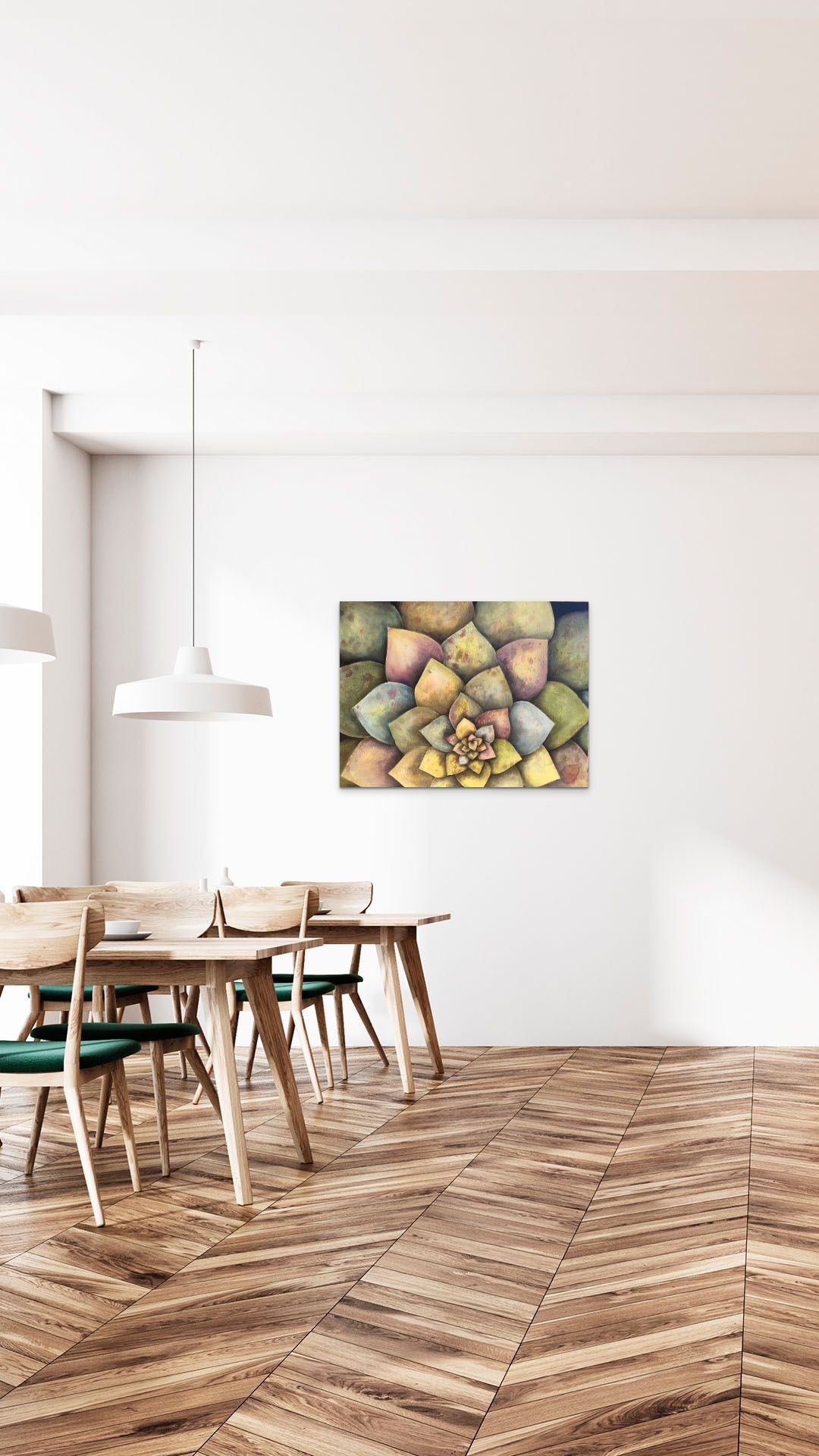 Still Life Painting of a Garden adds to this natural inspired office lounge area