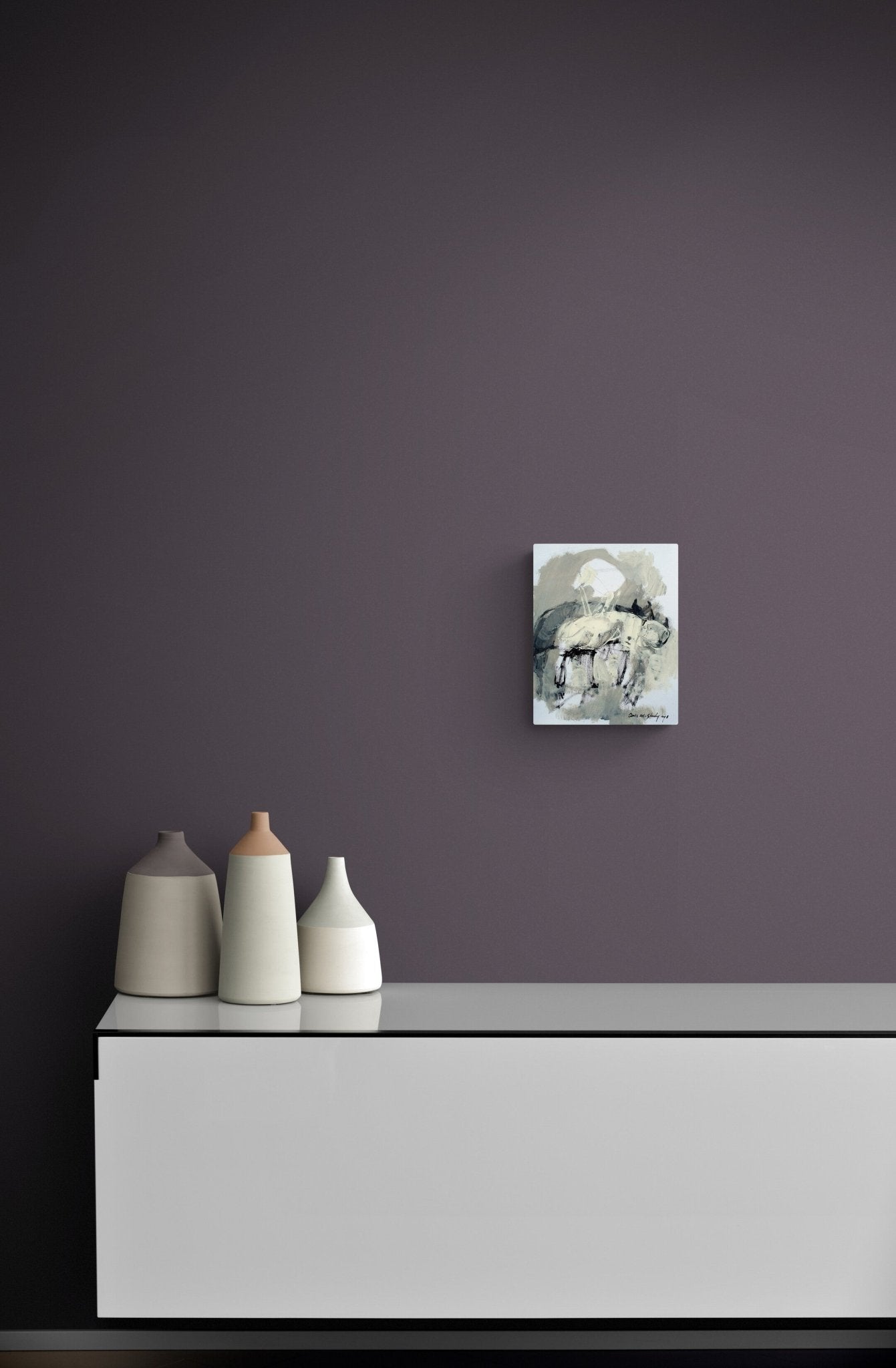 Abstract Cat Painting is a conversation of warmth & energy to the corner dining room