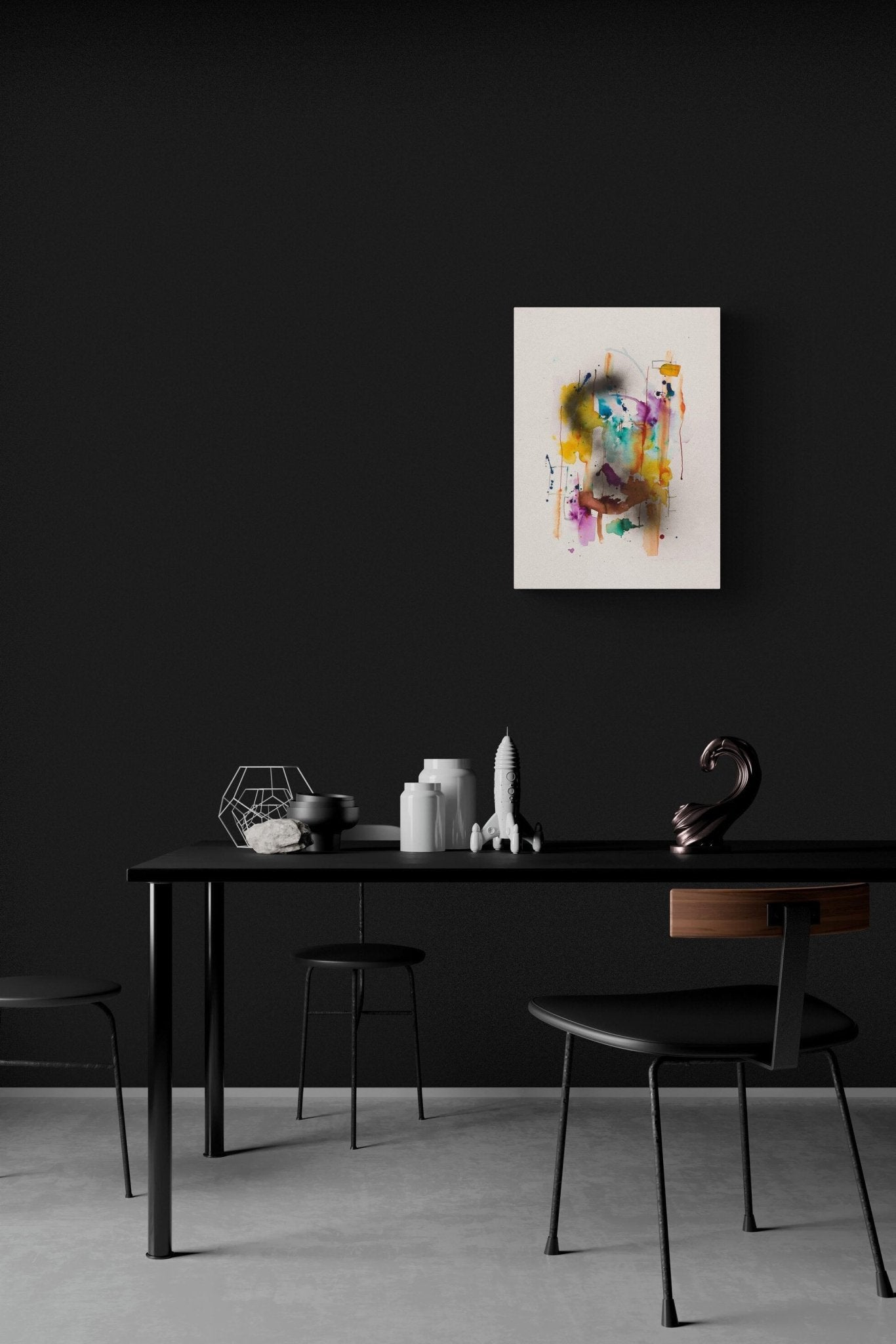 Expressionistic Colorful Painting with rhythms of nature stands out in this modern office