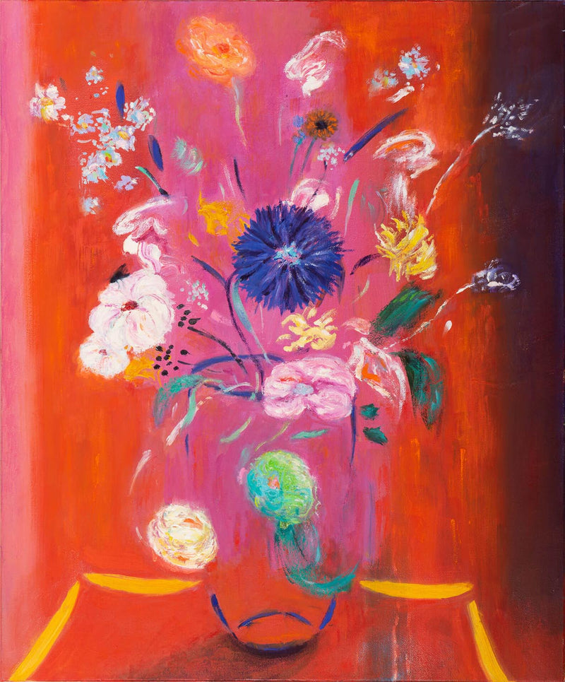 Contemporary Floral Abstract Art with red color, anchors this floral expression of Covid