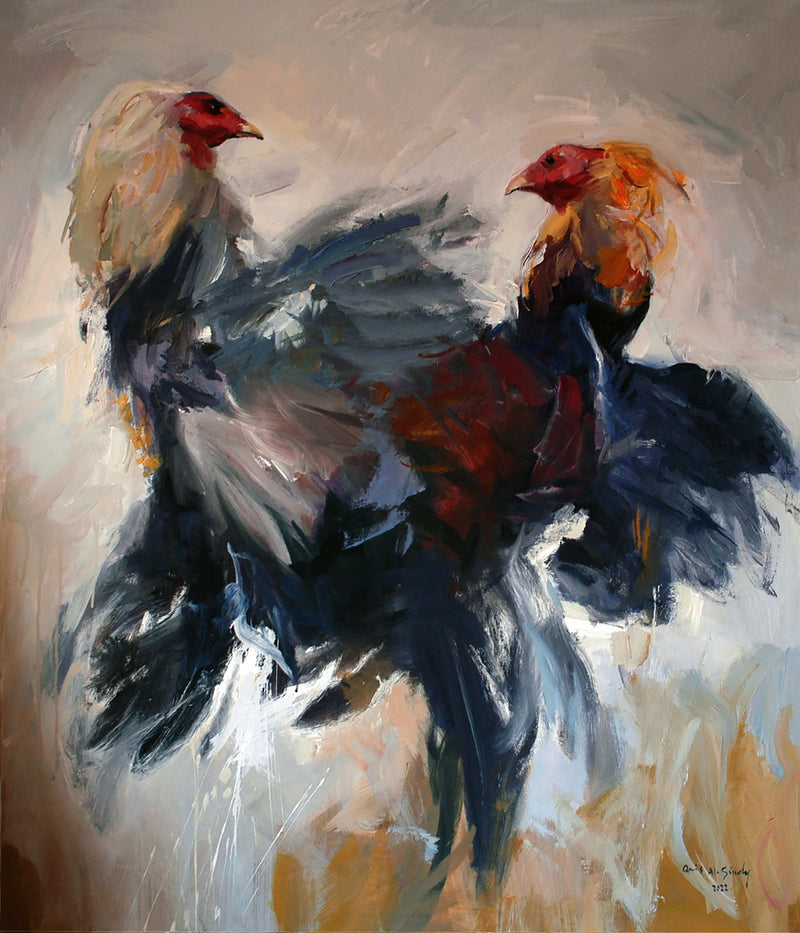The Clash of Roosters by Qais Al-Sindy