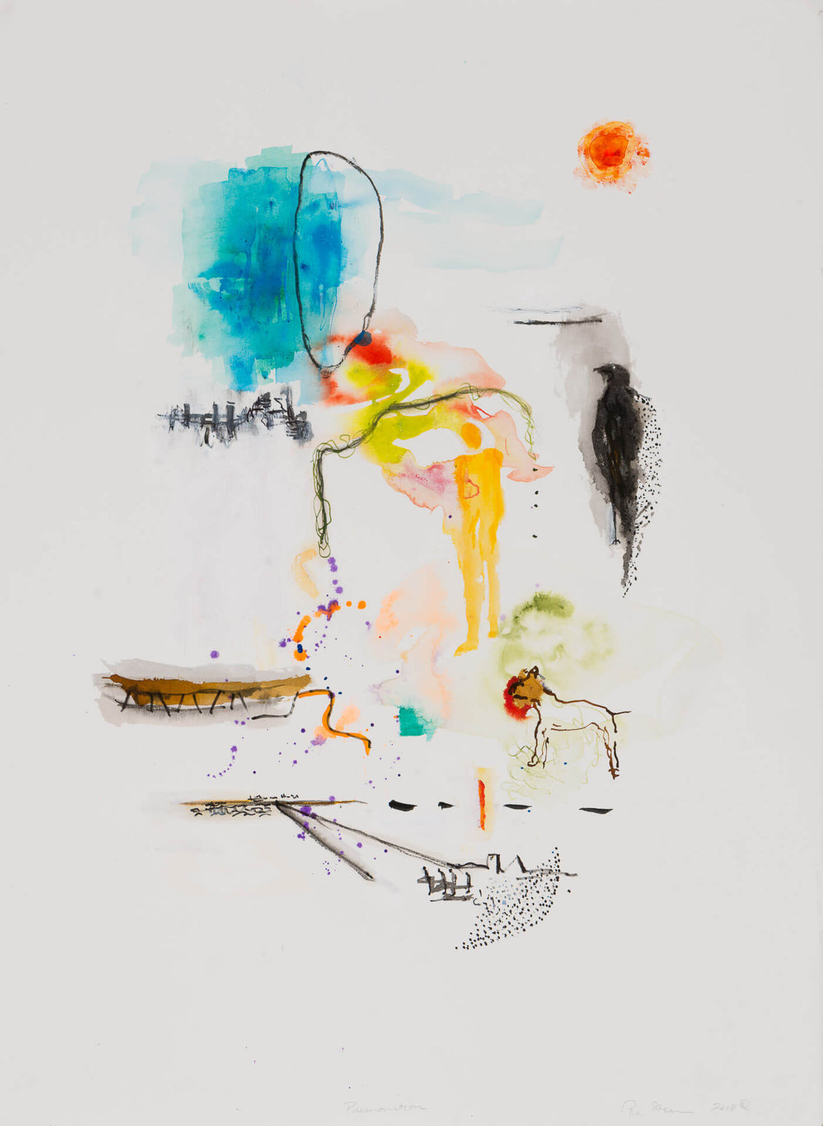 Contemporary Expressive Art with color play, gestural organic lines leads to a conversation