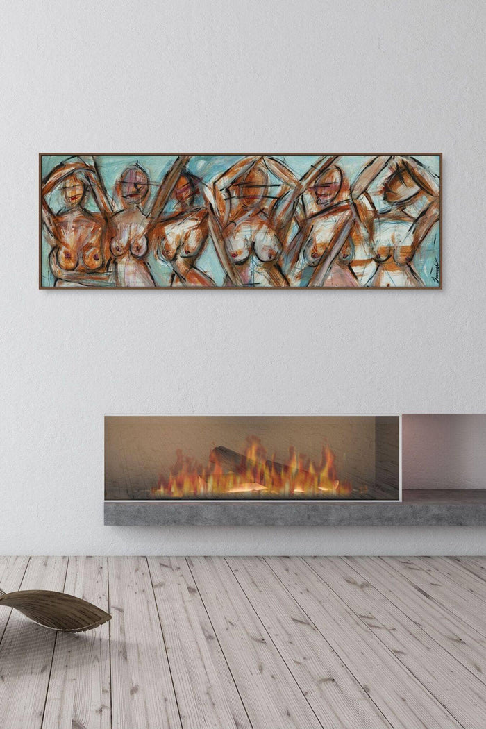Abstract Figurative Painting adds awareness & conversation to this modern living space