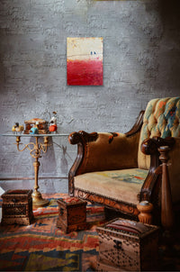 Impressionistic Abstract bird painting add light & color to this eccentric room