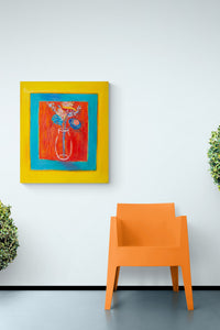 Matisse like floral abstract painting adds color, refuge & beauty to this sitting area