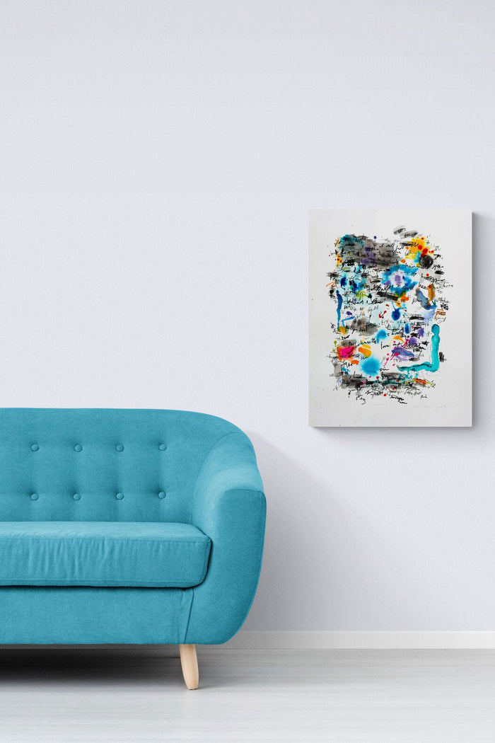 Colorful Expressive Abstract Painting is a play on life as a conversation on the wall