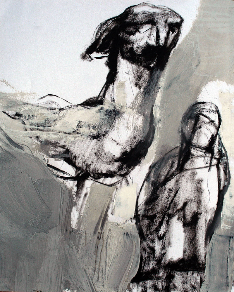 Black and White figure painting, a dialogue between two 