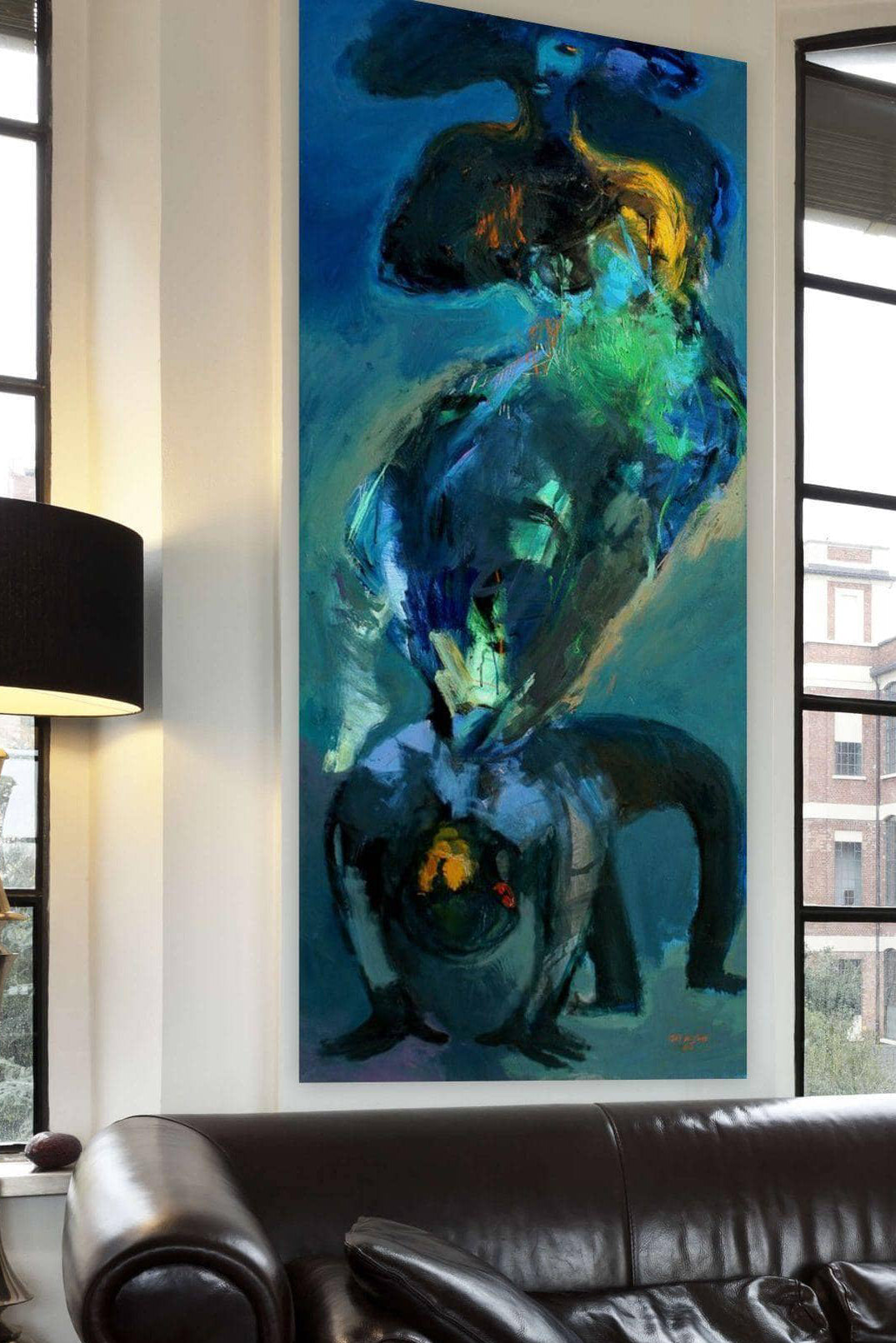 Abstract Love Figural Painting adds to this city like living room with lovers and passion