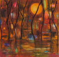 Contemporary Abstract Art with bright sun and fall like colors