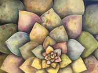Contemporary Garden Still Life Art with soft colors & distinct shapes of leaves