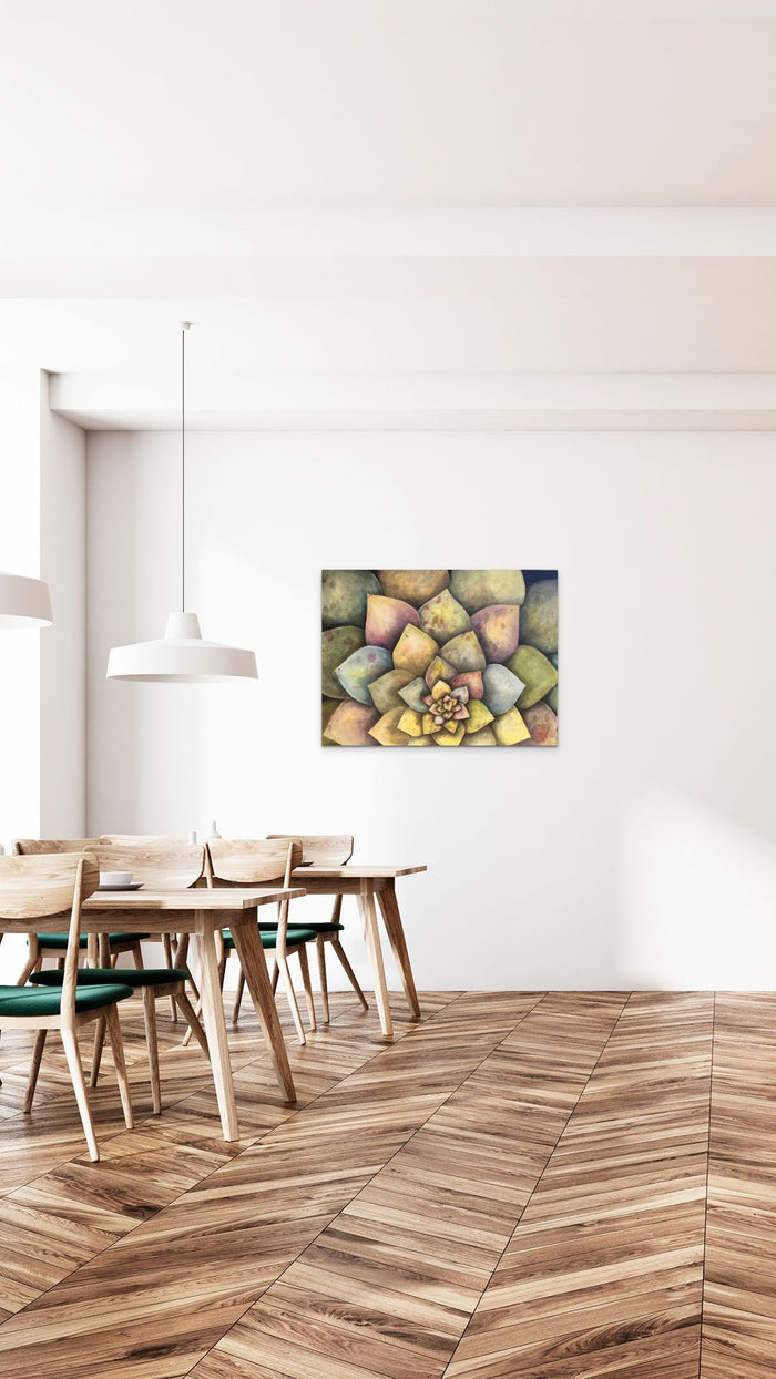 Still Life Painting of a Garden adds to this natural inspired office lounge area