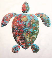 Turtle fauna artwork in blue, green & red colors