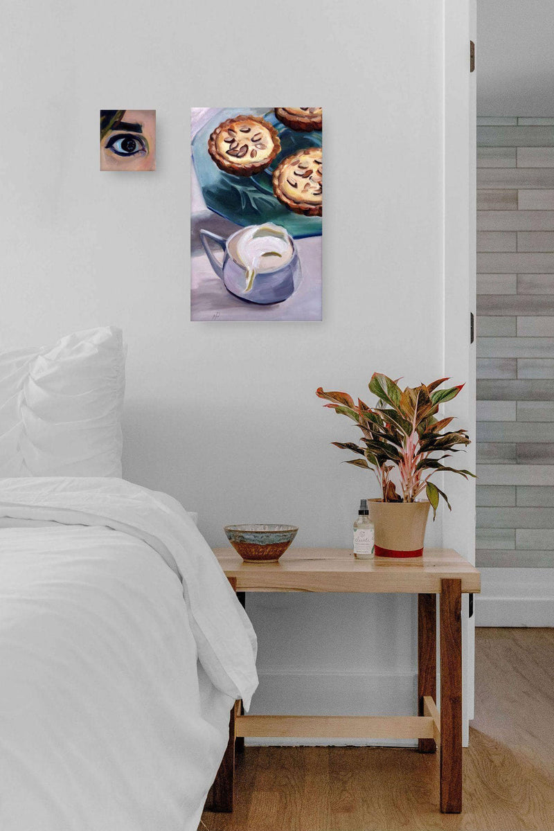 Realistic Conversation Painting with thyself & food in the intimacy of the bedroom