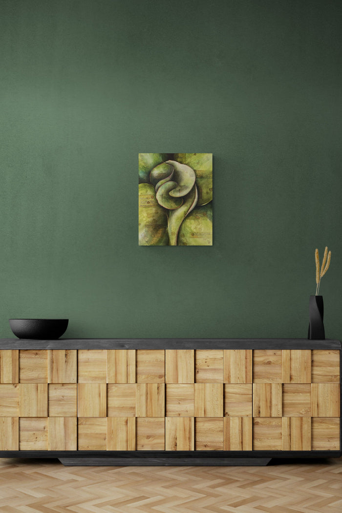 Green Plant Still Life Painting adds harmony, elegance & nature to this dining space