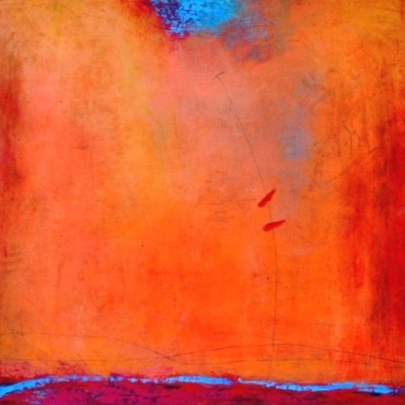Contemporary Bold Abstract Art with an explosion of Orange and hint of blue