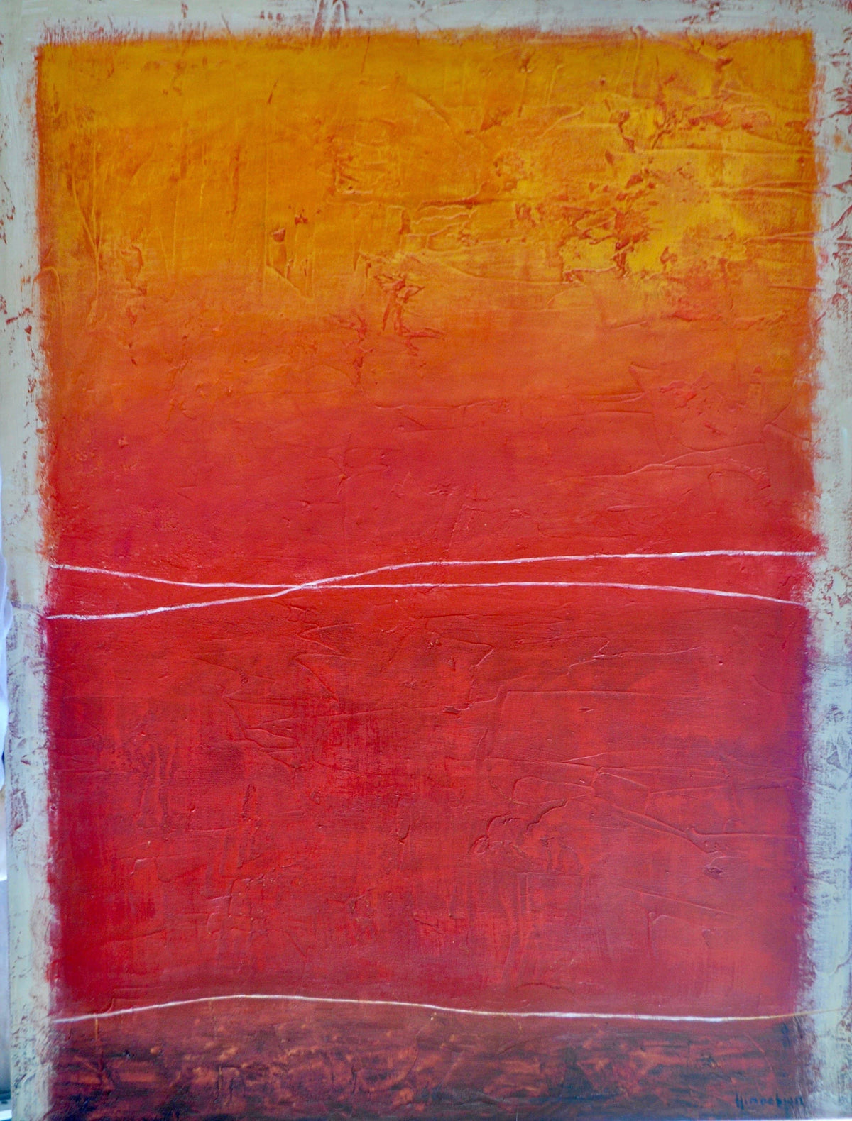 Contemporary Abstract Art with Orange Sky and Red Sands like the desert
