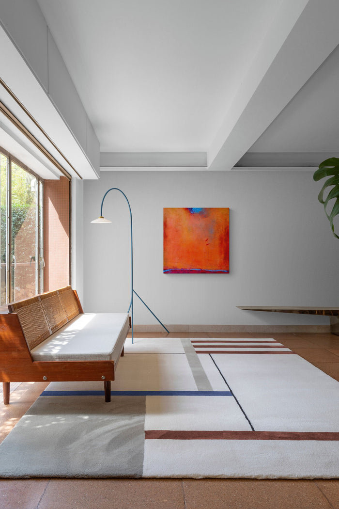 Abstract Landscape Painting, orange as the sun in the desert adds life to this living space
