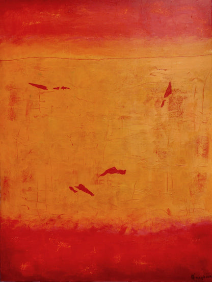 Contemporary Sun Abstract Art in Vibrant Red and Orange