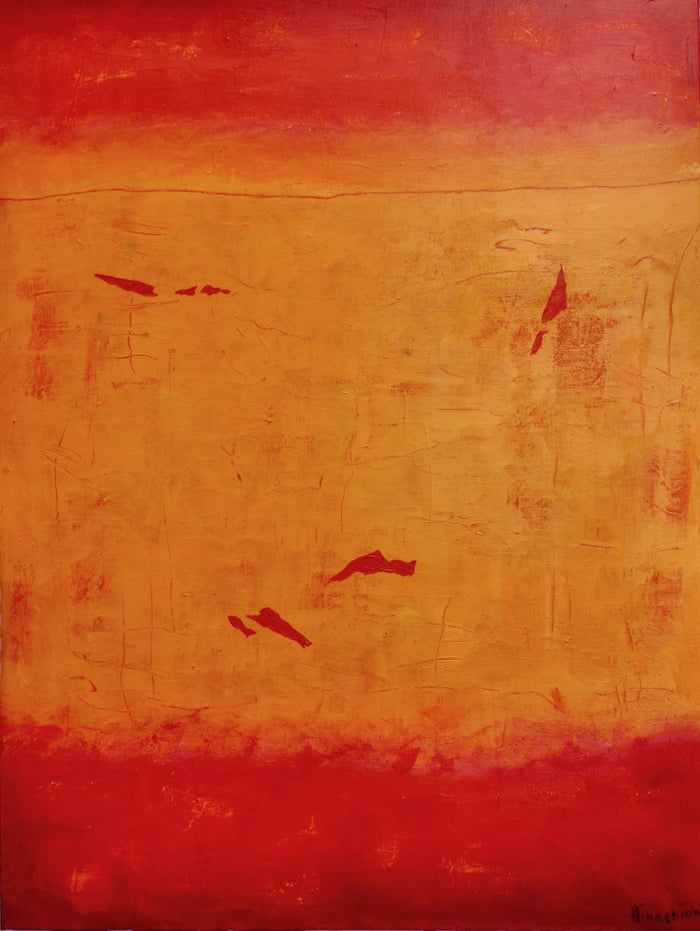 Contemporary Sun Abstract Art in Vibrant Red and Orange