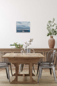 Abstract Landscape Painting adds nature, conversation & ocean to this dining area