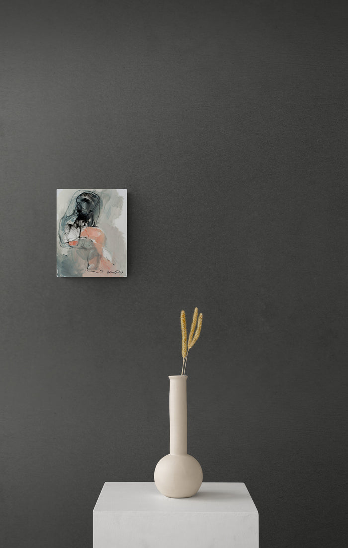 Intimate Figurative Abstract Painting in soft tones feels at home by this simple design