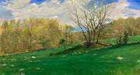 Nature New England Landscape, gestural clouds & rich greenery in spring time