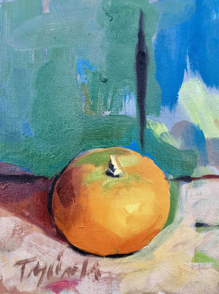 Impressionistic Fruit Painting, striking & poignant in orange and grandeur lines