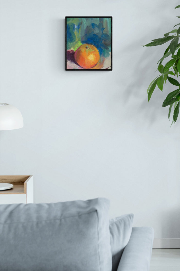 Simple Orange impressionistic painting brings nature and life to this living space