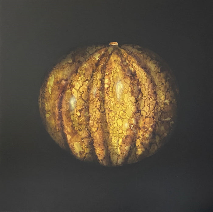 Contemporary Abstract Still Life Art with black & yellow tones giving life to this Squash