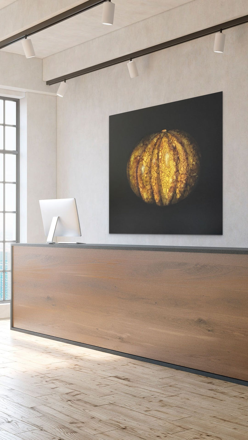 Abstract Still Life Painting adds nature, balance & harmony to this minimal hotel lobby