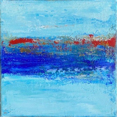 Small Scale Impressionistic Ocean Abstract Art with strong blue and contrast dimension