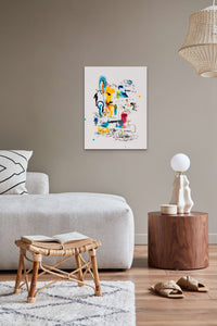 Expressive & Colorful Painting adds life, conversations & relationships in this family room