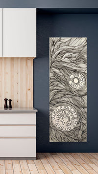 Abstract Black & White Ocean Painting brings nature, poetry & emotion into this kitchen