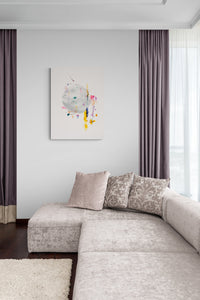 Elegant Expressive Painting brings soft color & conversation to this luxury living room
