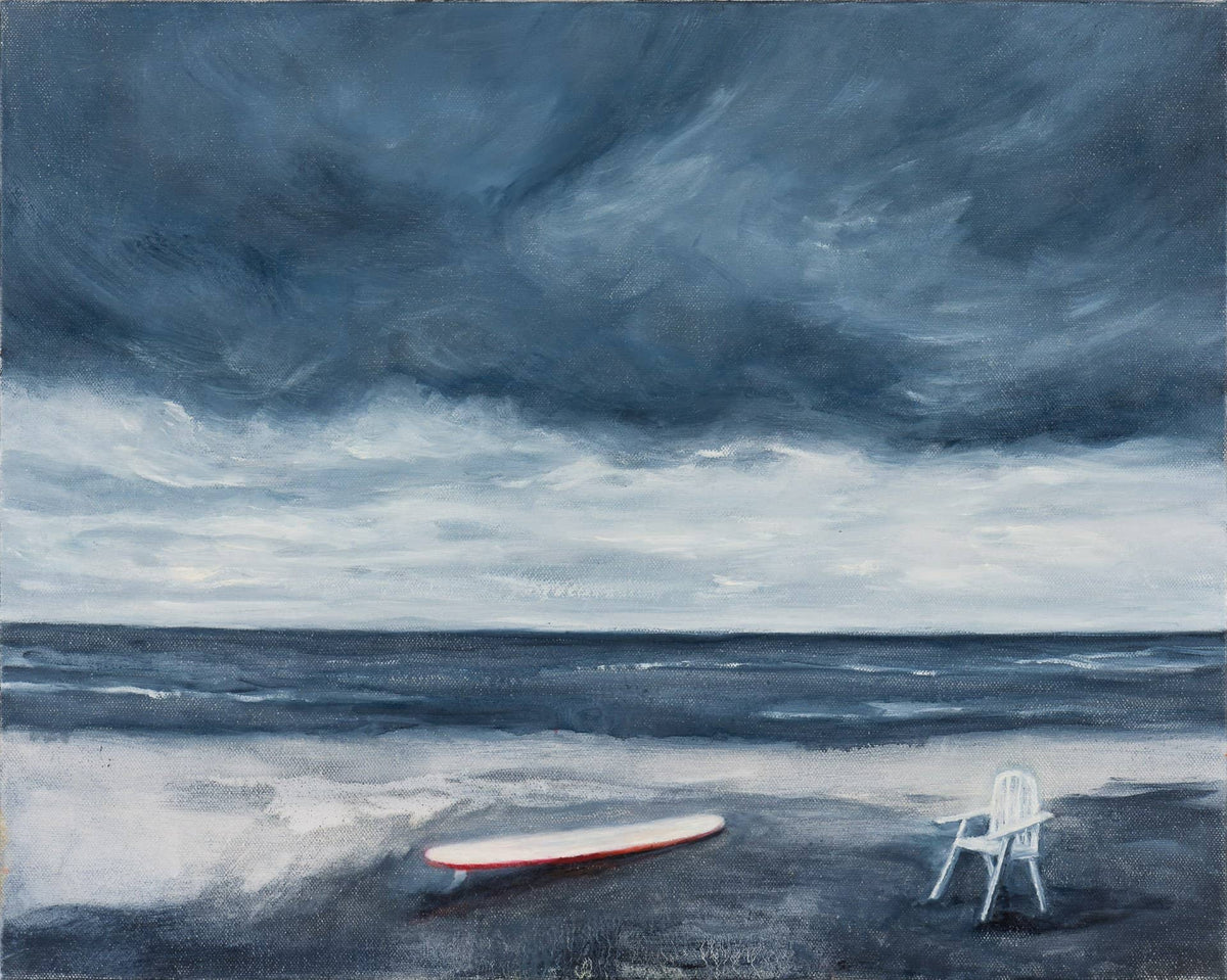 Contemporary Seascape Art with grey and blue tones with strong ethereal emotion