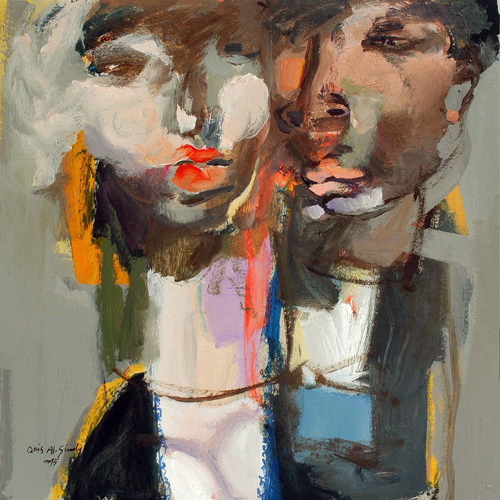 Figural Picasso-Like Abstract Art, a conversation of emotion between 2 people